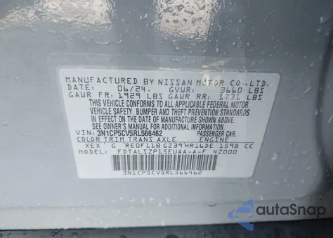 2024 Nissan Kicks Sv Xtronic Cvt from USA, damaged, VIN 3N1CP5CV5RL566462